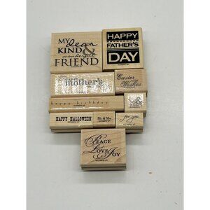 Stampin’ Up! All Holidays‎ 10 Rubber Stamps Words Birthday Easter Halloween